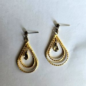 ESTATEFIND  NEW DOUBLE TEARDROP ROPE  CZ EARRINGS